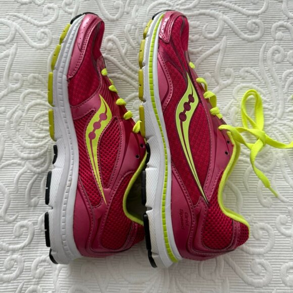 NEVER WORN! SAUCONY Hot Pink Yellow GRID SPEED Trainers Running Work Out 9.5 - Picture 6 of 10
